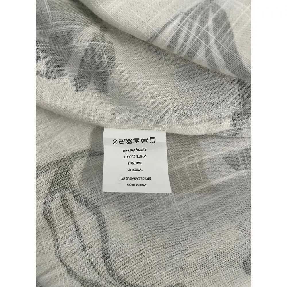 White Closet Elements Linen Blend Cream Olive Green Empire Waist Maxi Dress XL - Picture 10 of 12
